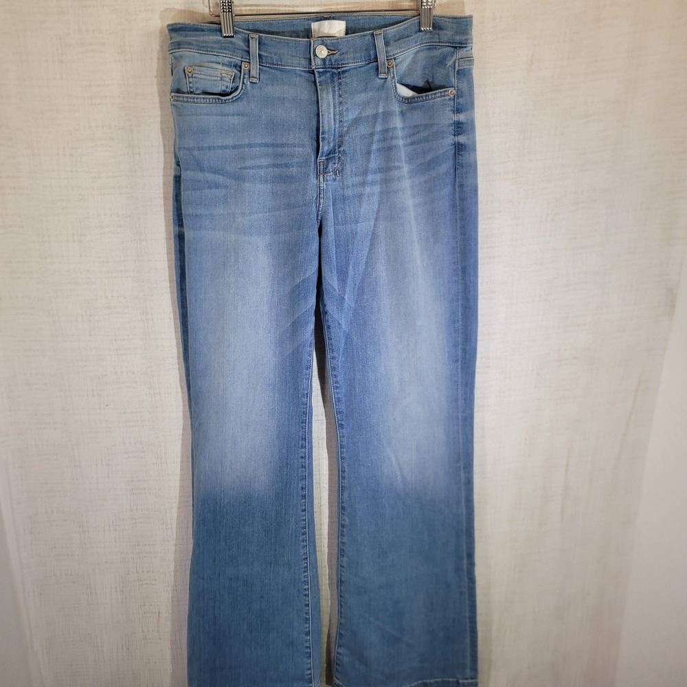 7 For All Mankind Dojo Jeans Womens 32 34x35 Light Blue Wash Flare Denim Stretch